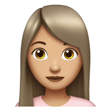 olive skin girl, with long brown hair and a straight fringe wearing pale pink clothes sticker