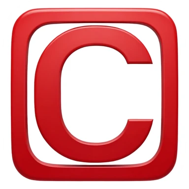 A bold white capital letter C inside a red rounded square, flat emoji design, shiny light reflection, in the same style as the 🅱️ emoji, transparent background, the letter C is large and centered sticker