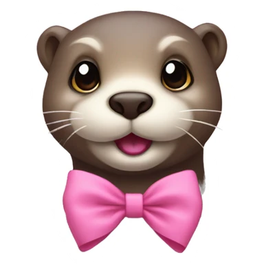 otter with a pink bow on its ear sticker
