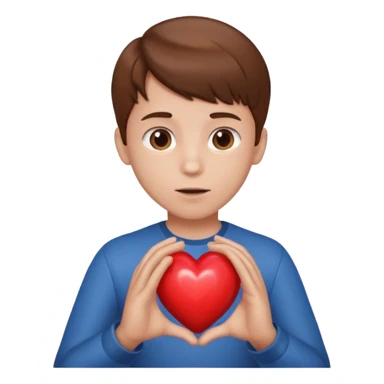 Boy taking his heart and throws it and it gets bigger and bigger sticker