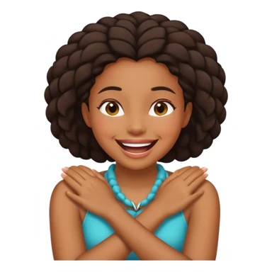 black girl crossing hands around neck laughing  sticker