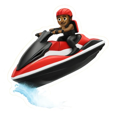 Man riding on a red and black Jetski sticker