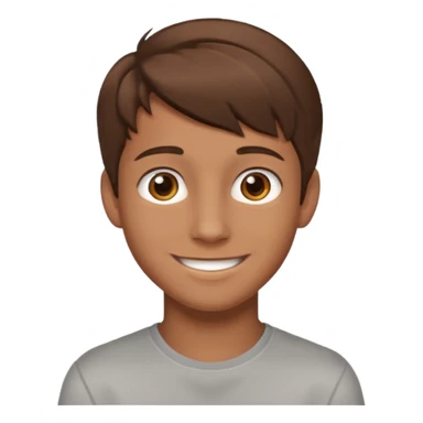Illustrated emoji of a teen boy with brown hair and brown eyes sticker