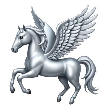 Silver horse with wings full body  sticker