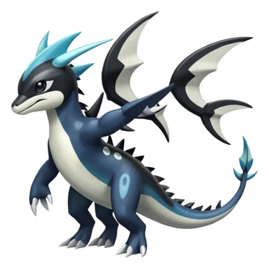 Black and white smooth glossy soft hot handsome tough badass cool Meloetta-Dialga-Orca-Salandit-Giratina-Pokémon-Fakémon-fusion-hybrid-creature (full body), 4-legged,  sticker