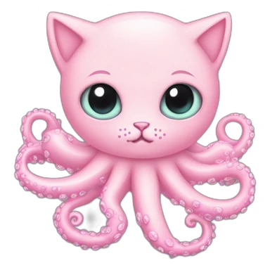 Light pink cat pink sparkly cat eyes  cute fluffy Octopus Tentacles body sticker