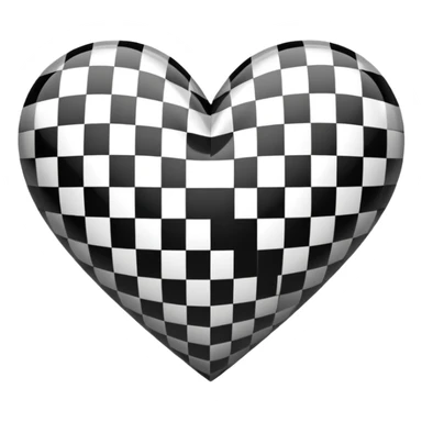 black and white checkered heart sticker