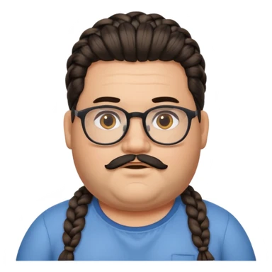 I want an emoji of a chubby person with glasses and a beard, with braided hair and a black beard sticker