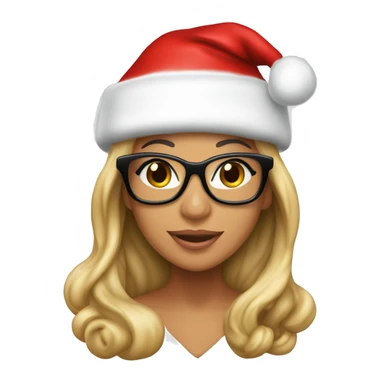 mariah carey christmas wearing santa hat and black glasses  sticker