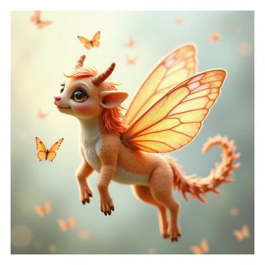 realistic style Fluttershy with butterflies flying around her, no background, transparent sticker