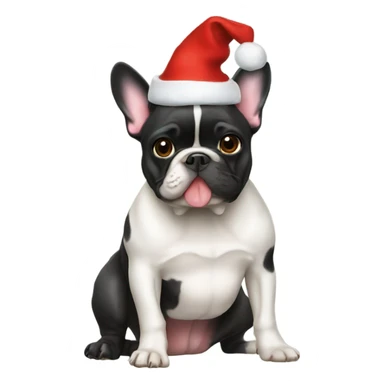 French bulldog Christmas hat sticker