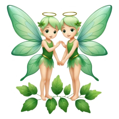 small fairies with glass and leaves wings sticker