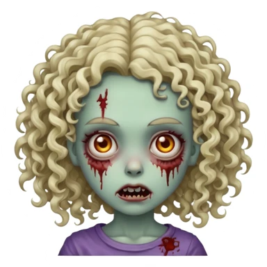 zombie girl, curly head hair sticker