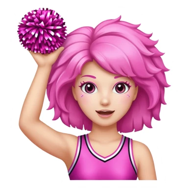 football cheerleader, holding a cheering pom, pink and twinkle sticker