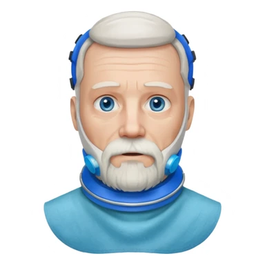 Older man with a full beard, a medical neck brace, and blue eyes. sticker