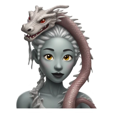 Photo realistic, alien female gray, kissing and embracing china dragon sticker