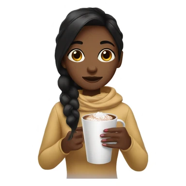 Black hair girl drinking hot chocolate  sticker