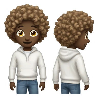 Light dark boy with curly hair blue jean and White pullover sticker