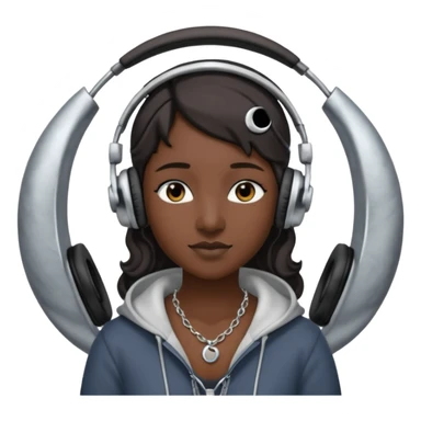 gecə ve kulaklık takmış bir ay sticker