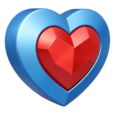 A geometric red 3D heart with a geometric blue star inside sticker