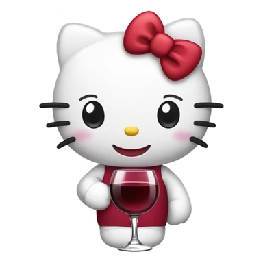 Hello Kitty drinking red wine sticker