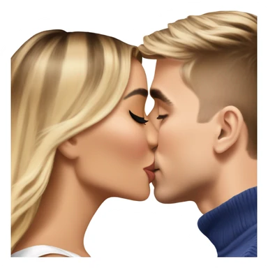 Hailey Bieber and Justin Bieber kissing sticker