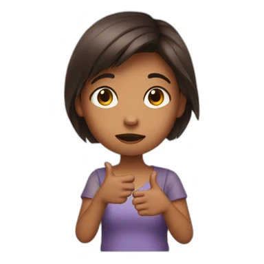 A girl saying no with hand sticker