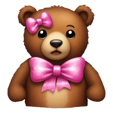 A bear with a pink bow and glitter sticker