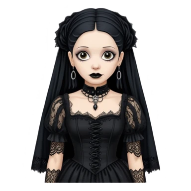 Lene Lovich like a gothic bride in dirty lace sticker