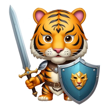 tiger face with shield and sword fantasy game character for Twitch emote sticker