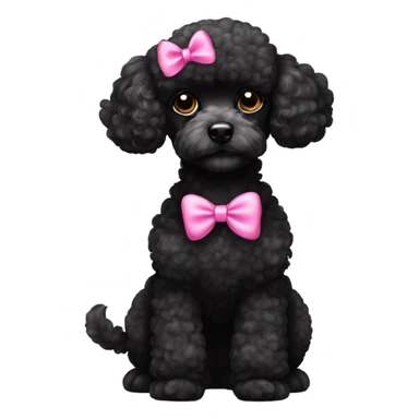 black toy poodle with pink bow sticker