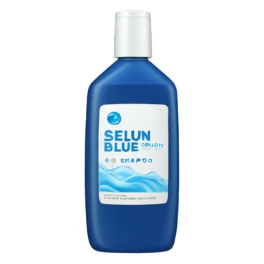 Blue Shampoo with a label that says Selsun Blue sticker