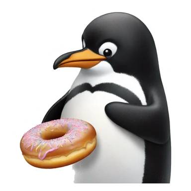 penguin eating a donut sticker