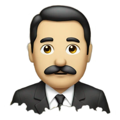 dictator with squared mustache eating popcorn sticker