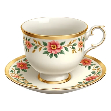 Warm-colored romantic traditional tea cup sticker