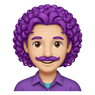 mustached curly purple haired earringed sticker