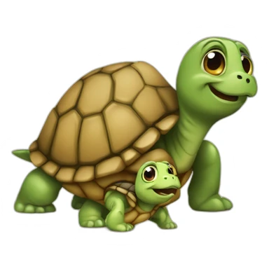 Une tortue avec un chien dessus sticker