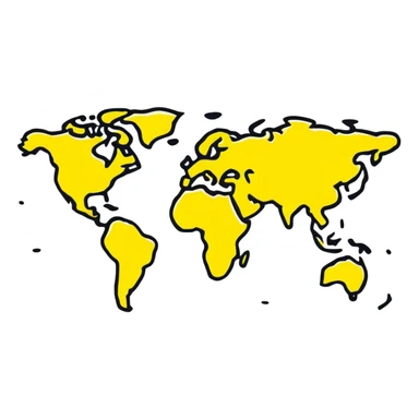 World map in the shape of a lemon sticker