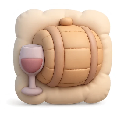 icon representing the 'aging' step in wine making process, cushion style, soft pastel colors, plush texture sticker