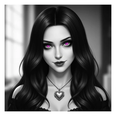 goth profile picture with a heart accent, cute, expressive, minimal sticker