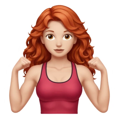 Athletic girl with long light red wavy hair and smaller boobs bigger arms not too big sticker