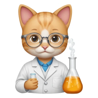 baby cat scientist sticker