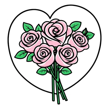 romantic heart-shaped bouquet with pink and white roses sticker