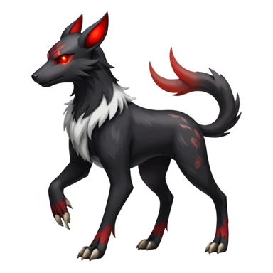 Shiny Exotic Excessive Mysterious Houndoom-Mightyena-Pokémon-Fakémon-hybrid-creature (full body) sticker