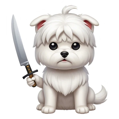 Maltese dog with knife sticker