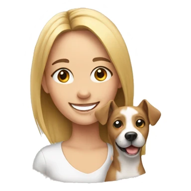 smiling girl with dog sticker