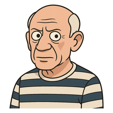 auto portrait of Pablo Picasso in flat toon style sticker