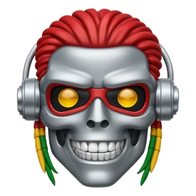 smiling rasta terminator silver sticker