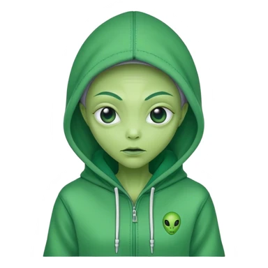 Alien wearing a hoodie with a stitching of the Name “Frau Epp”  sticker