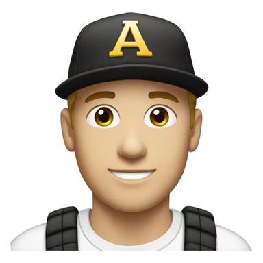 A WHITE YOUNG MAN WEARING A WHIT BLACK CAP WITH YEAR 2014 TEXT IN THE FRONT sticker